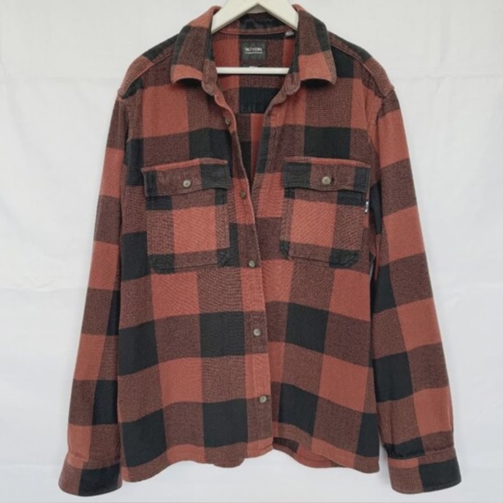 ONLY & SONS Men's Plaid Utility Jacket in Black and Red